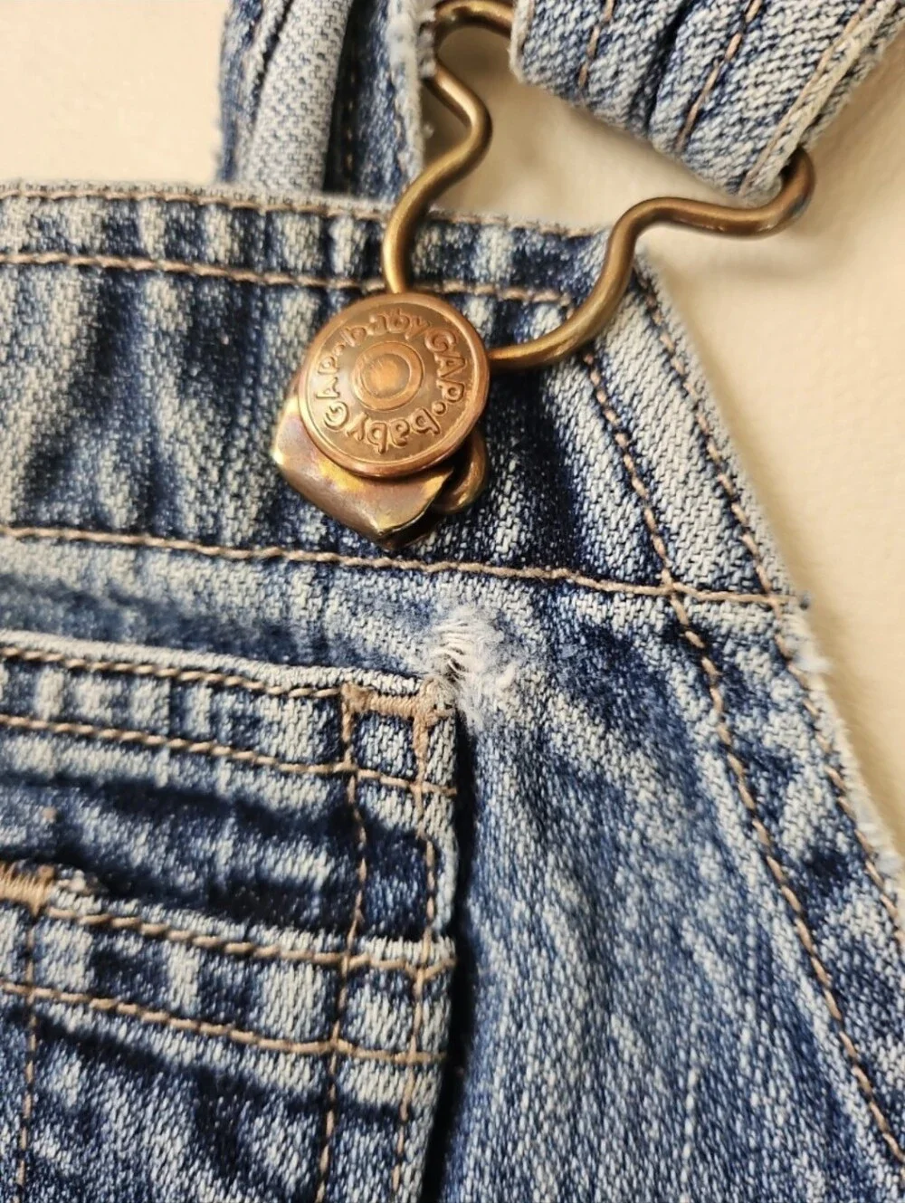 Vintage Classic Baby Gap Blue Denim Overalls Snap Crotch Large 12-18 Months